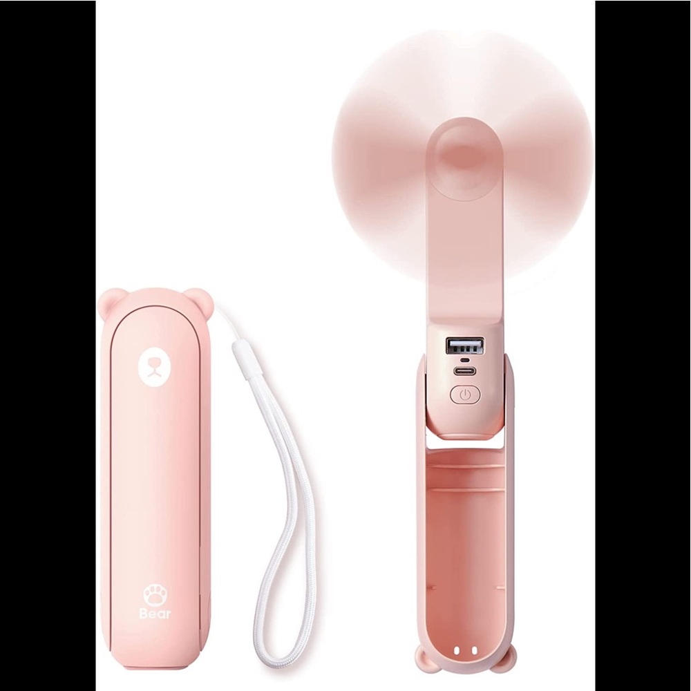 BRAND NEW HANDHELD PORTABLE PERSONAL FAN/FLASHLIGHT/PHONE POWERBANK NWT - Picture 1 of 3